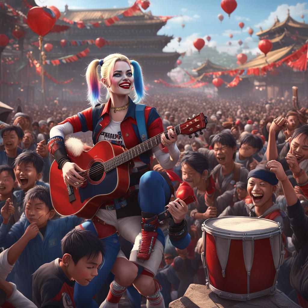 Harley Quinn Rocks Kathmandu: Anime-Inspired 3D Art