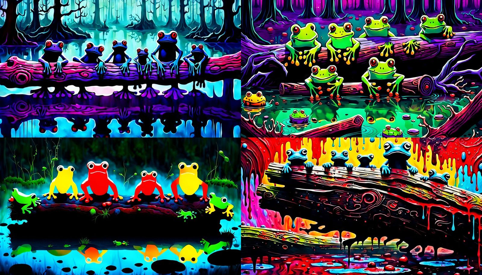 Gummy Frogs in Blood: Horror Acrylic Art