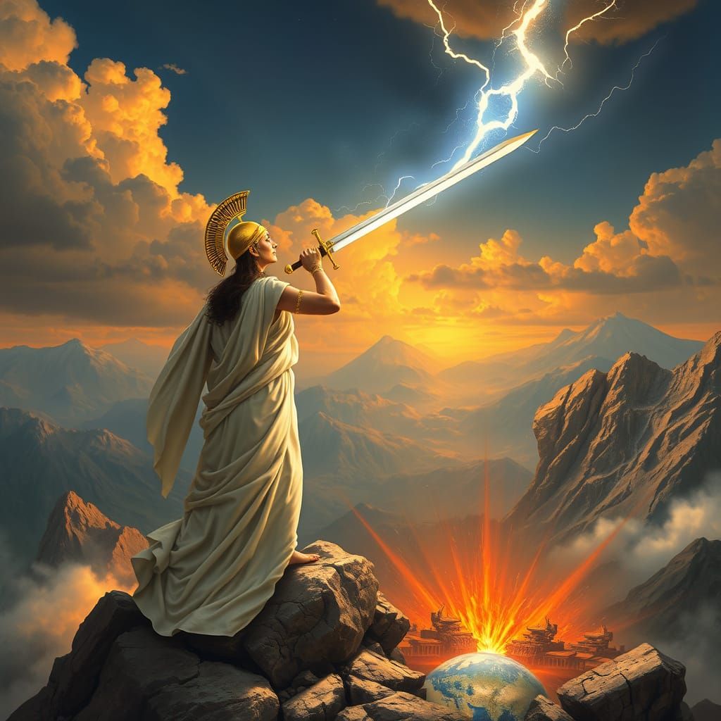 Athena, Goddess of War, on Mount Olympus