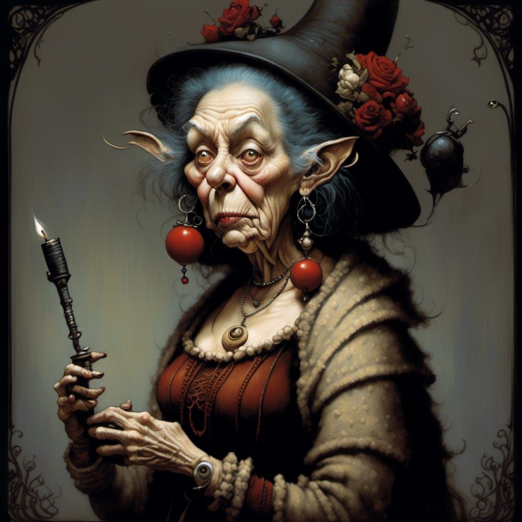 Suspicious Lady in Sweater: Dark Surrealist Portrait