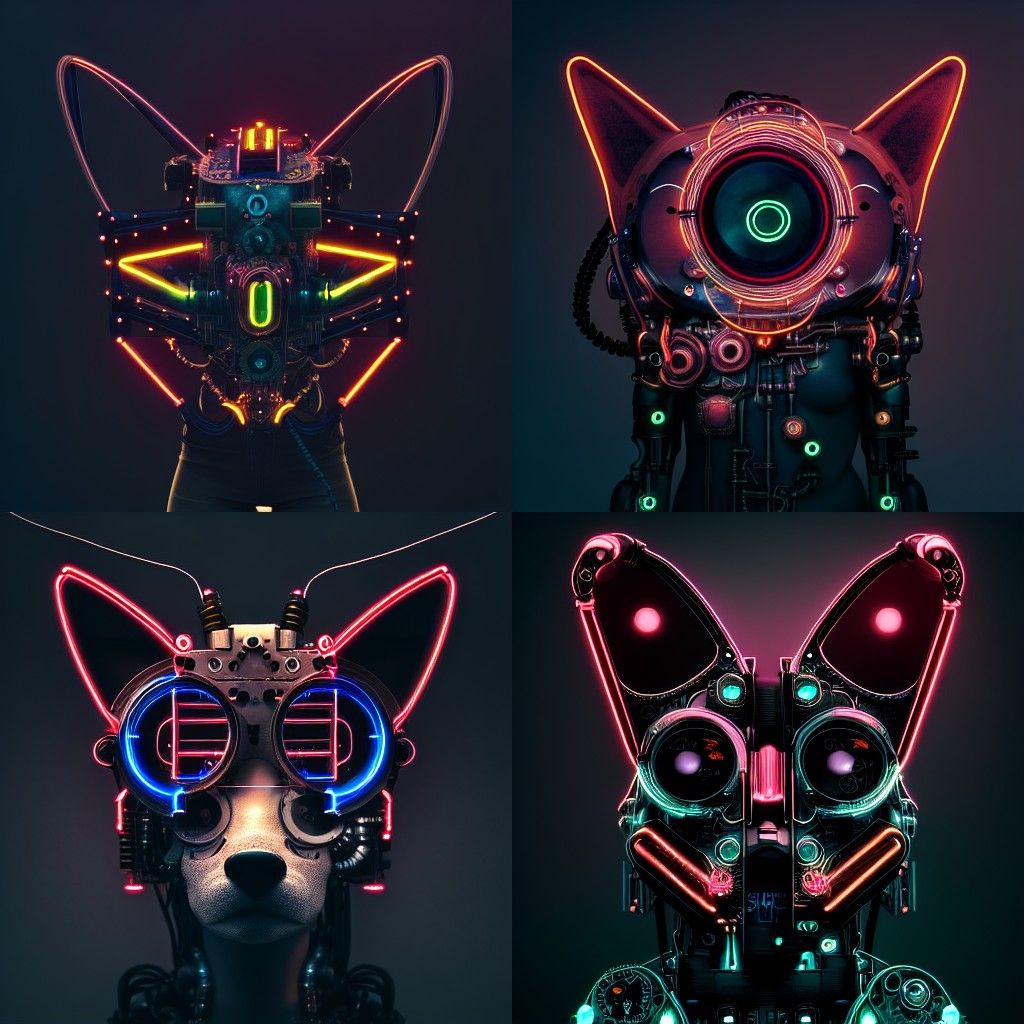 Cyborg Steampunk Fox in Cyberpunk Style