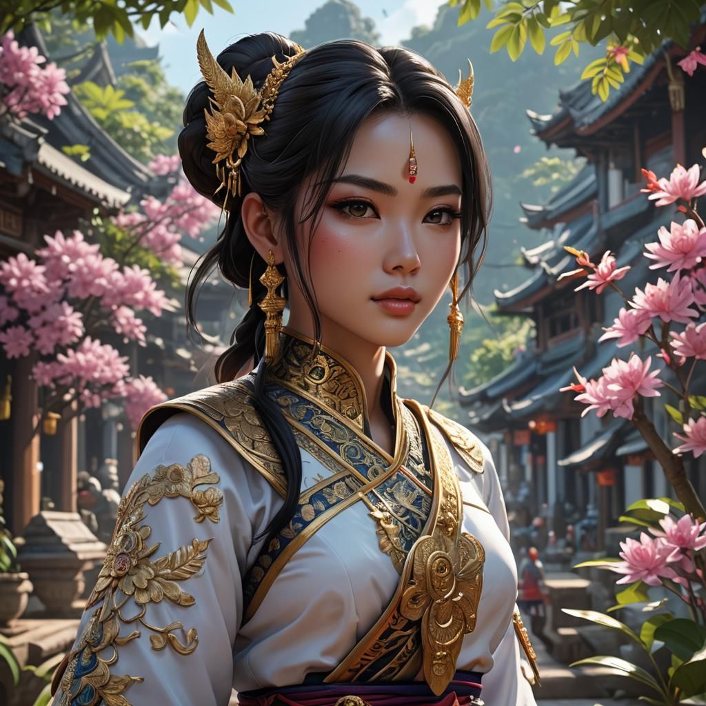 Beautiful Thailand Girl in 3D Anime Art