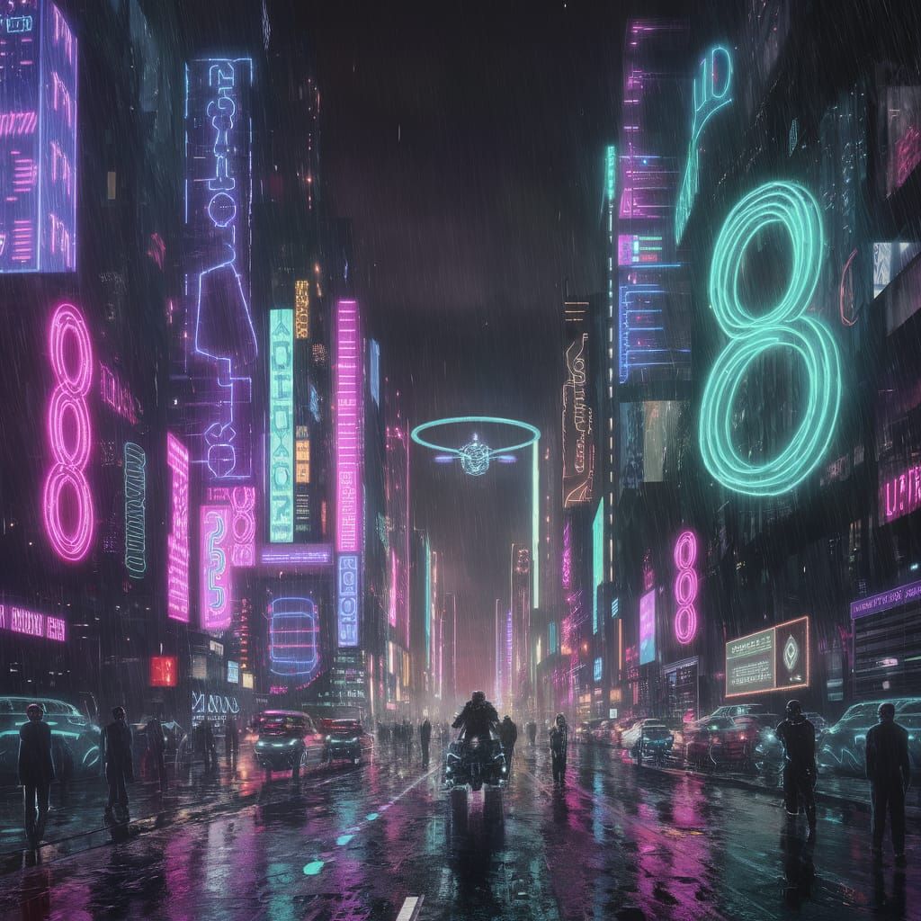 Cyberpunk Metropolis at Night: Electric Dreams of the 8th Re...