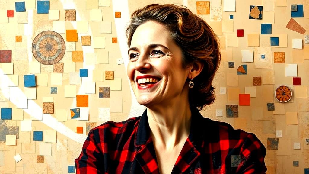 Expressionist Portrait with Cosmati Mosaic Background