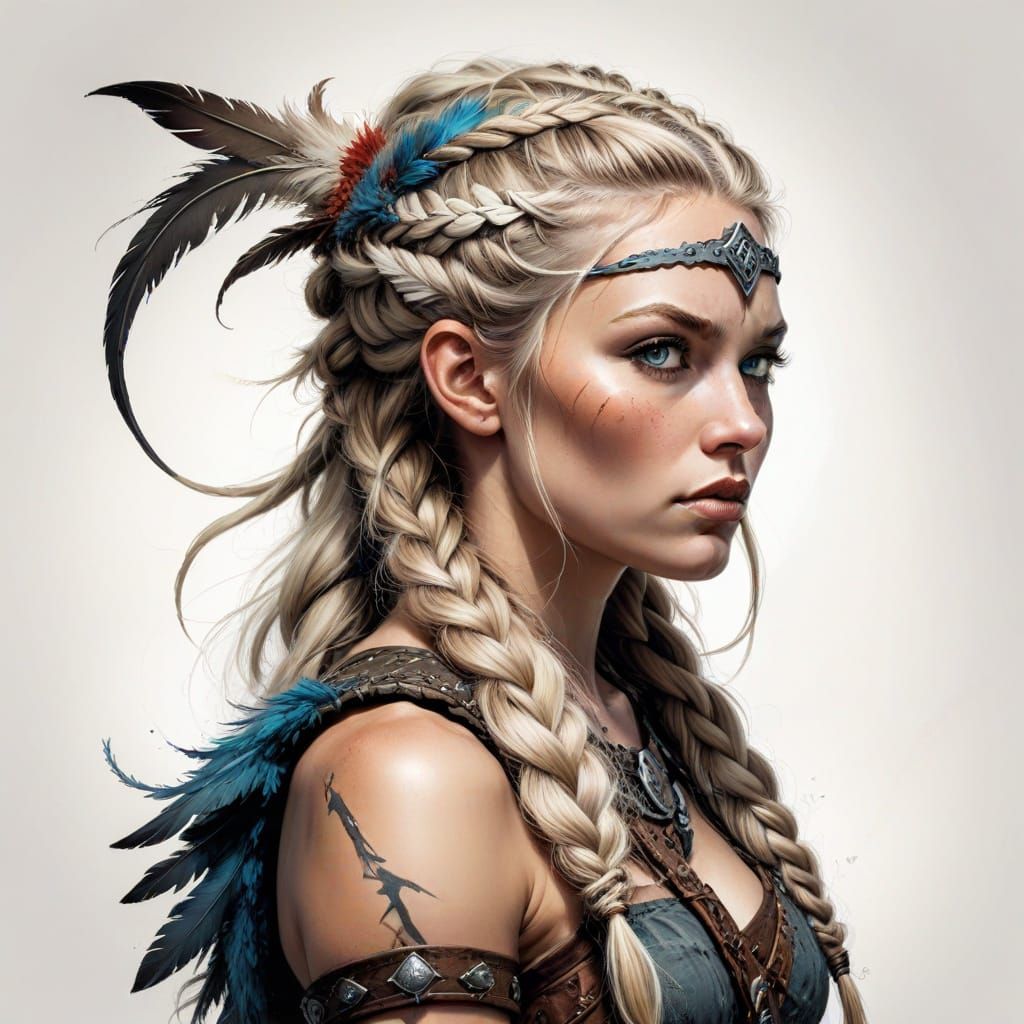 Viking Warrior Woman in Fantasy Style