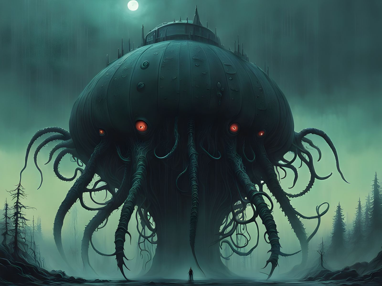 Eldritch Shoggoth with Too Many Eyes in Dark Fantasy Style