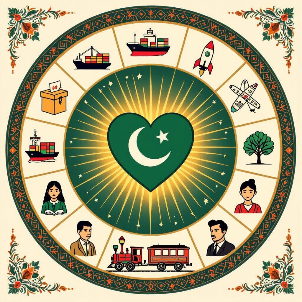 Pakistan's Achievements: A Symbolic Vintage Illustration