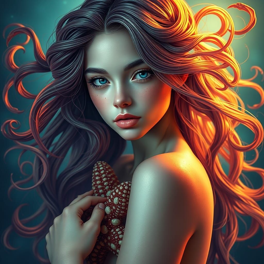 Sea Star Portrait in Art Nouveau Style