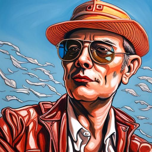 Hunter S. Thompson Portrait in Comic Book Style