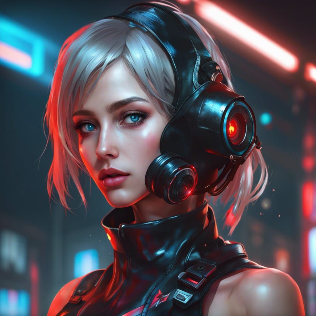 Cyberpunk Anime Girl Portrait in 8K