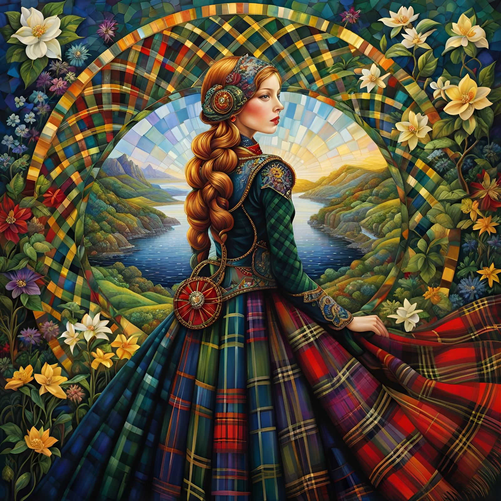 Eden Project: Tartan Jewel Mosaic in Art Deco Style