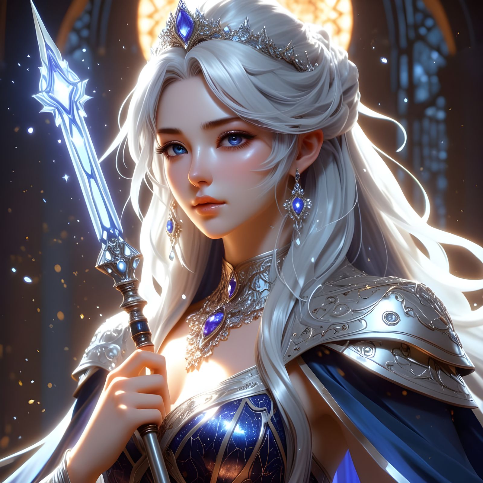 Regal Celestial Empress in Anime-Style Concept Art