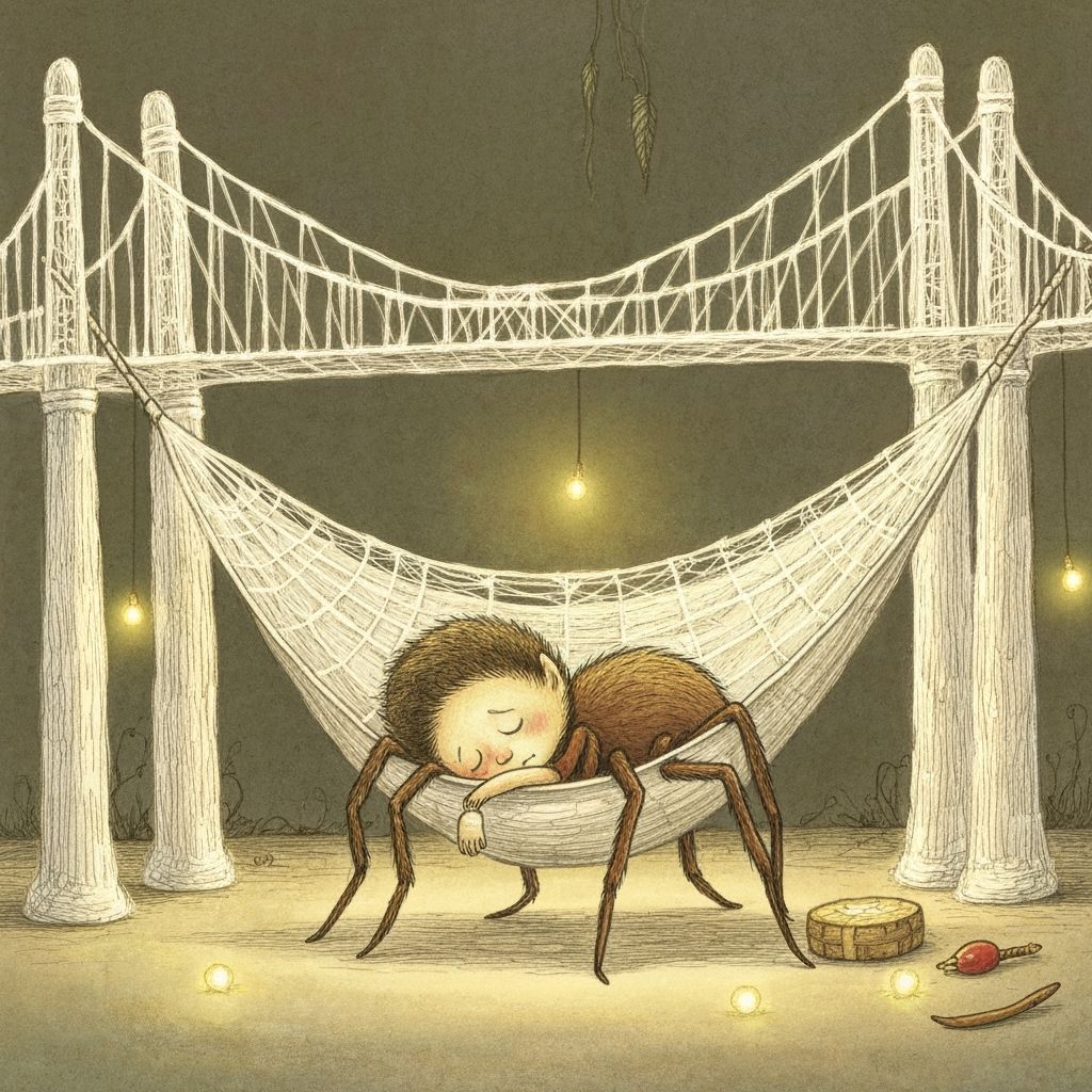 Exhausted Spider Artist Rests in Silk Web Hammock