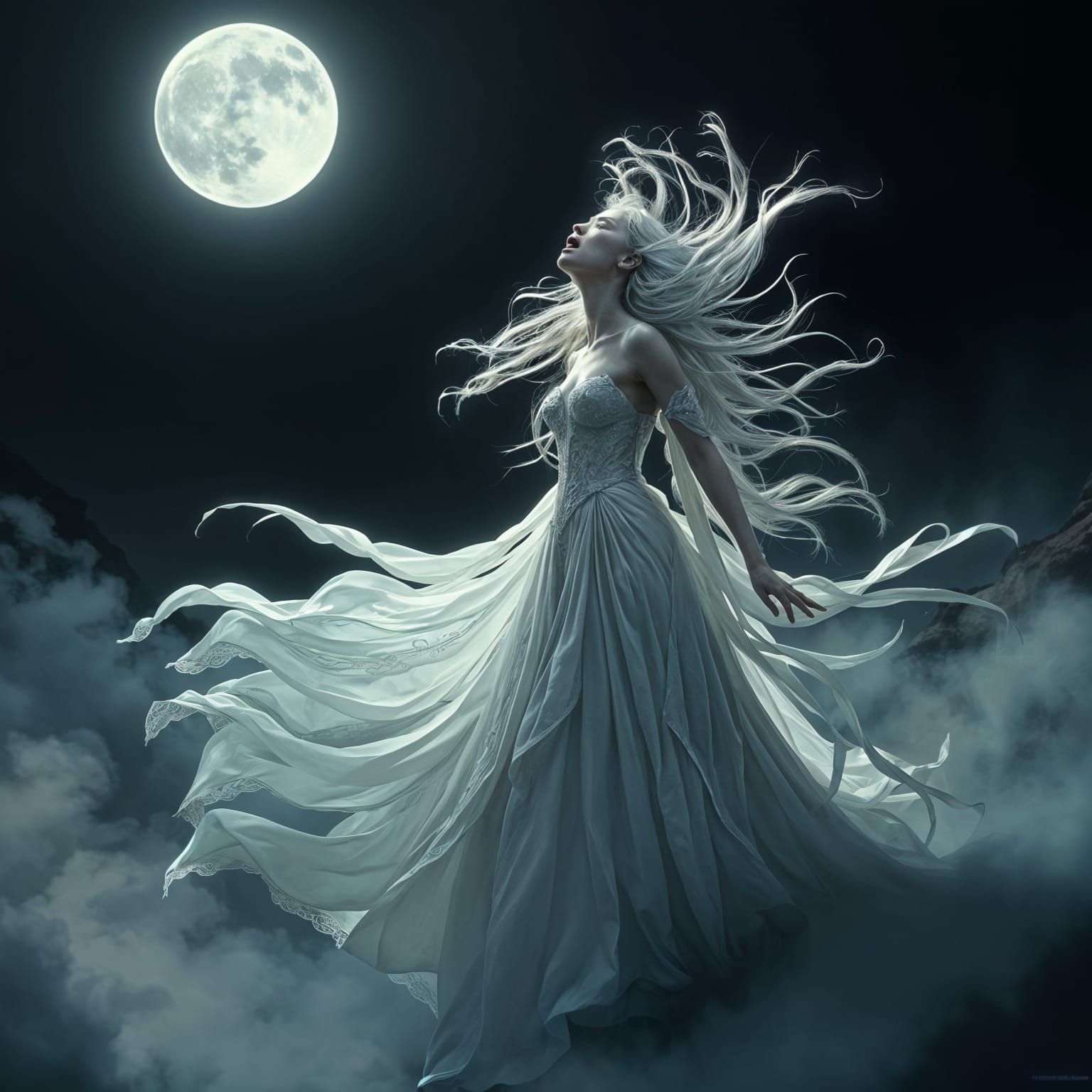 Ethereal Banshee Spirit Screaming in the Night