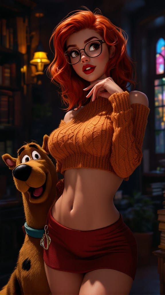 Velma and Scooby Doo in a Moody Digital Library