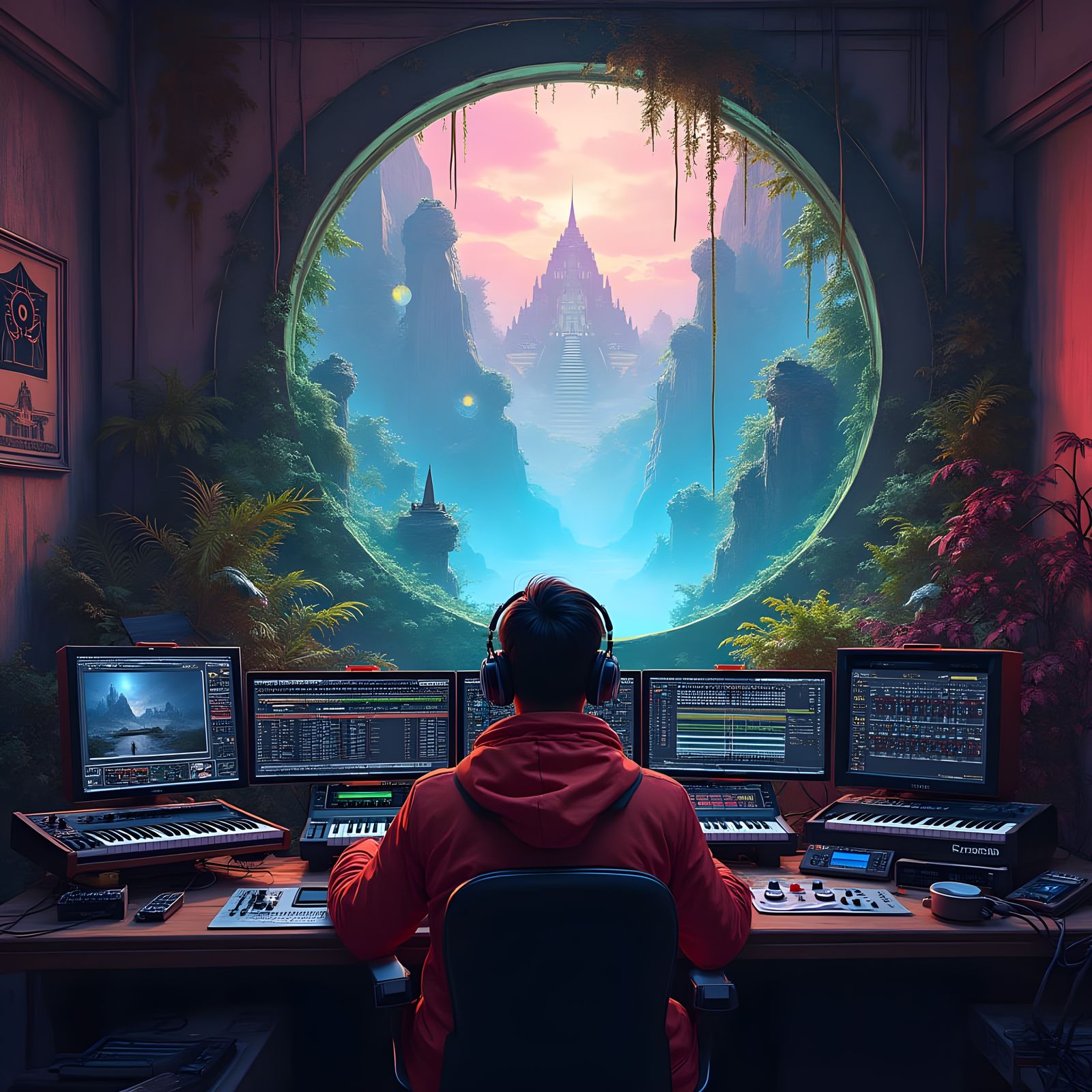 Cyberpunk Mythological Portal Reveals Ancient City