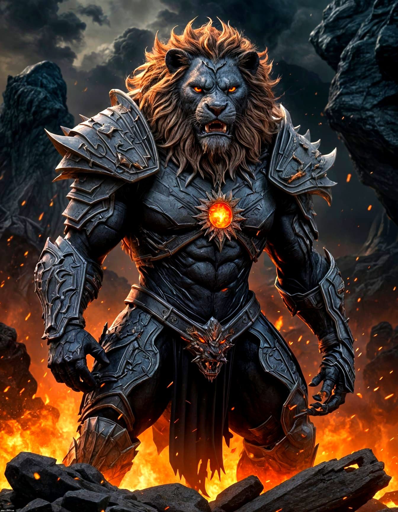 Dark Lion Warrior of Lava and Ash