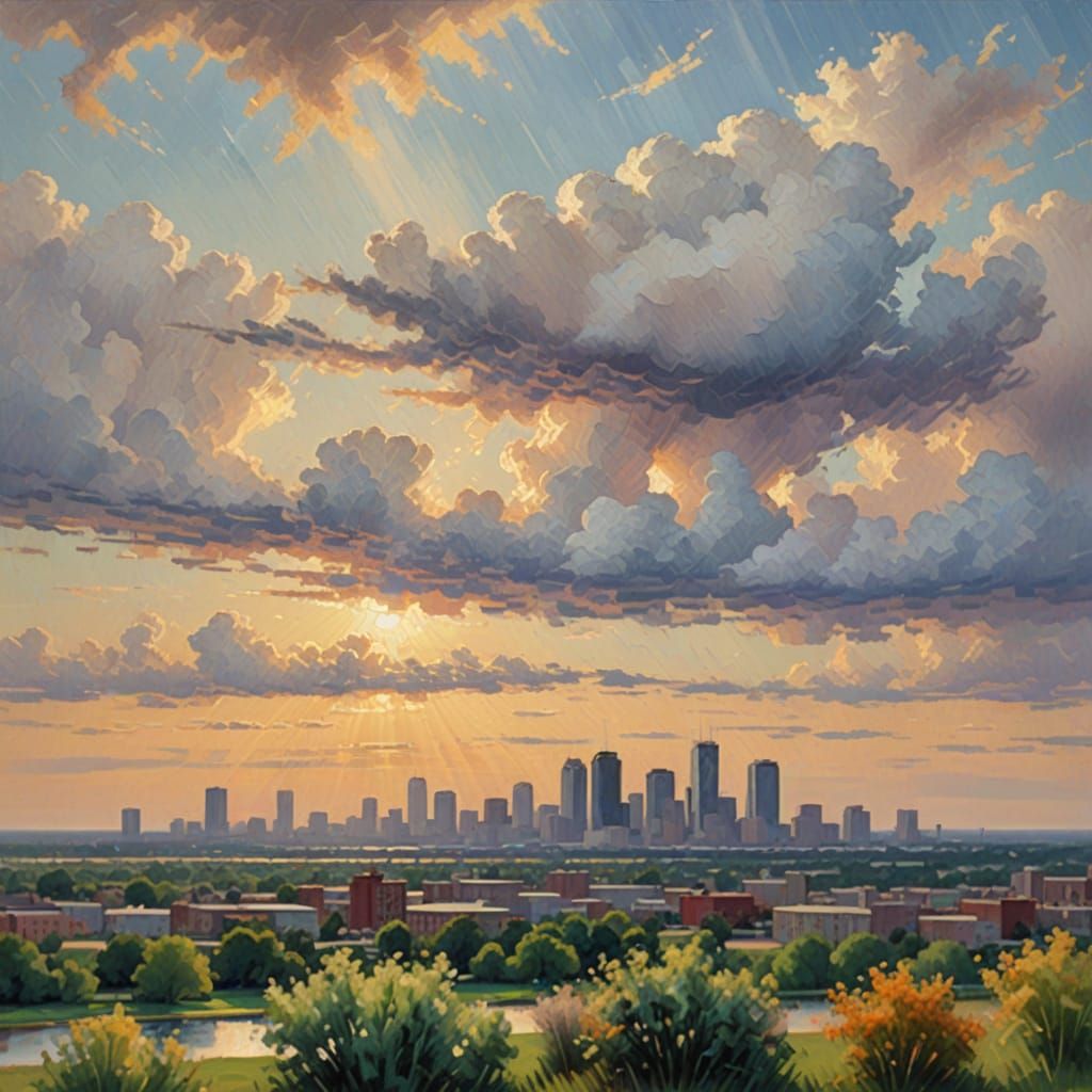 Tulsa Cityscape Under a Brilliant Sky