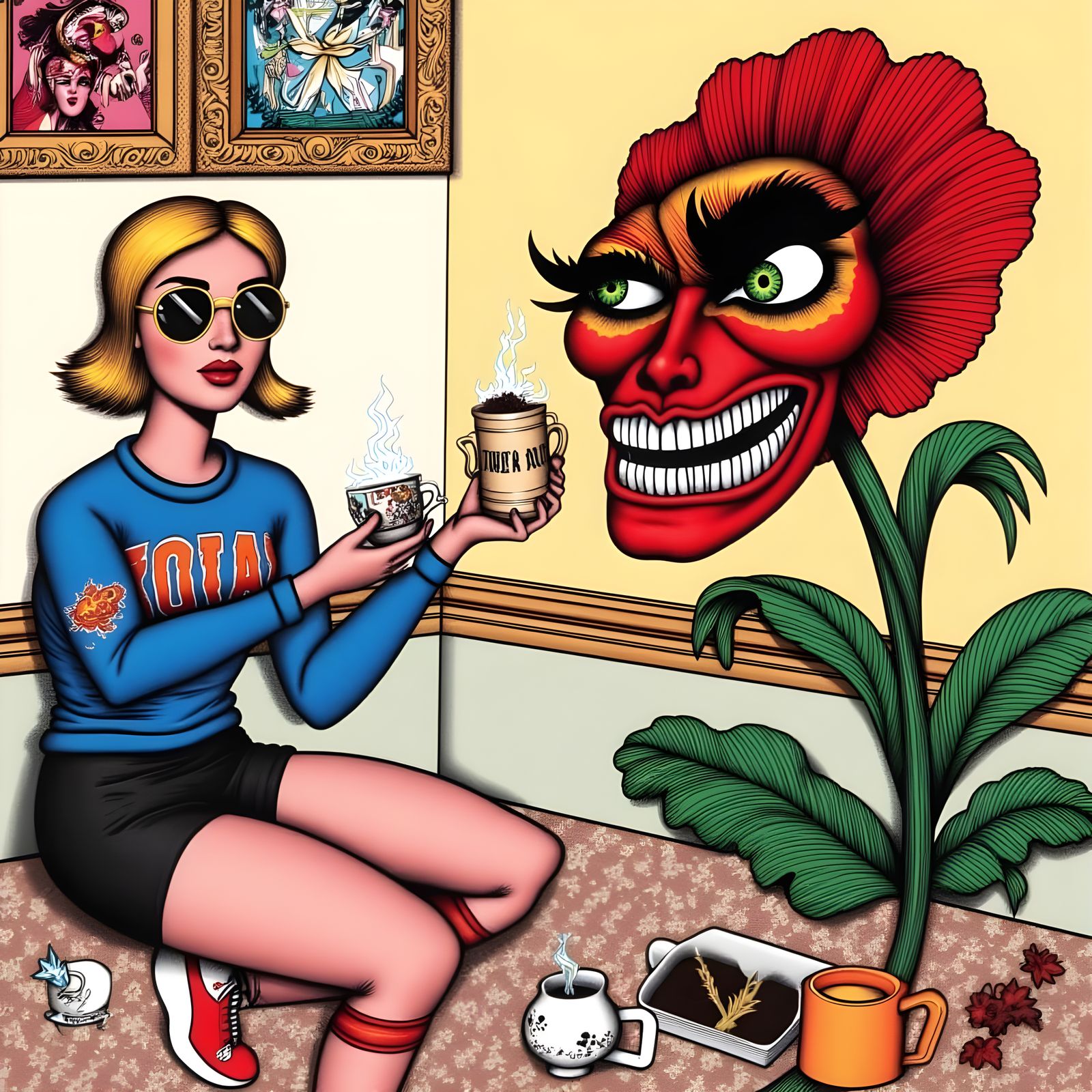 Woman and Jealous Flower, Chicago Imagist Style