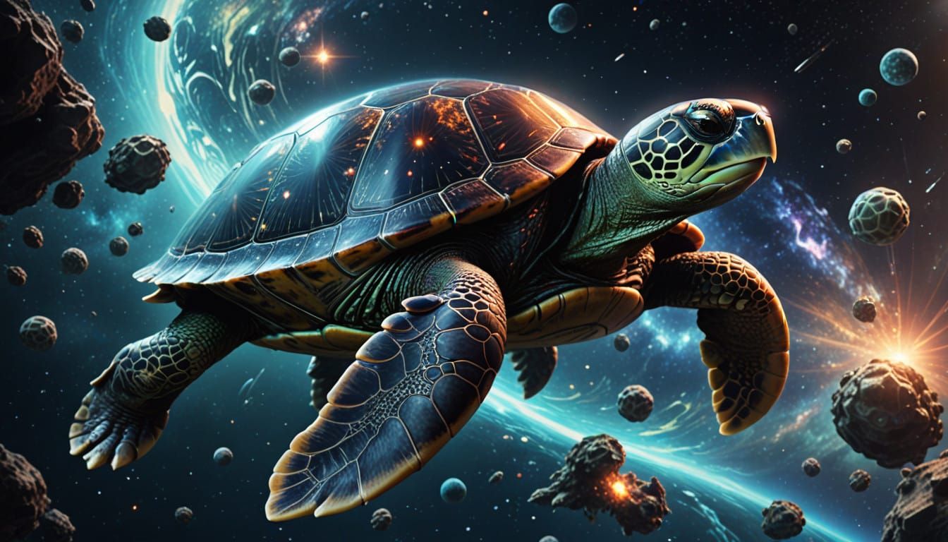 Epic Glass Turtle Embarks on Cosmic Odyssey