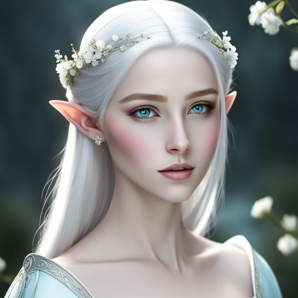 Elegant Elf Princess with Pale Skin and Freckles