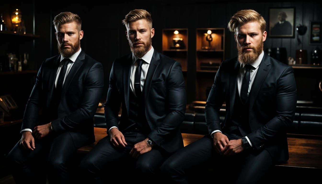 Masculine Men in Suits, Cinematic Lighting