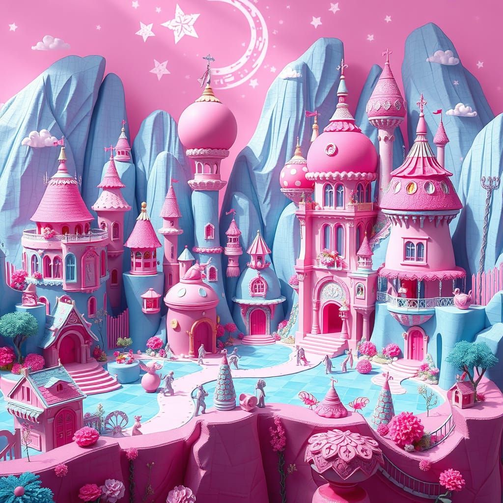 Vibrant Fantasy Realm in Pastel Hues