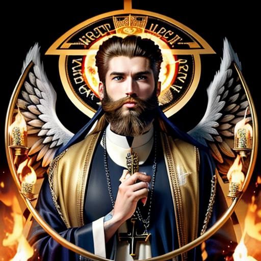 Fiery Angelic Priest with Sapphire Cross