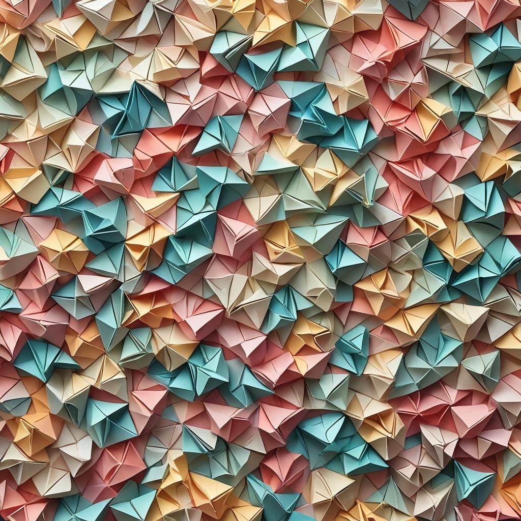 Intricate Origami Papercraft in Repeating Pattern