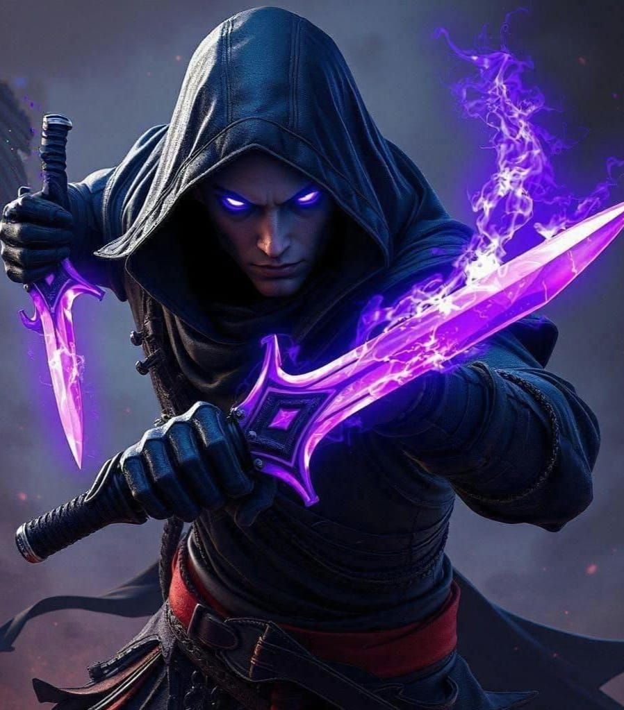 Soulknife Rogue with Purple Energy Daggers