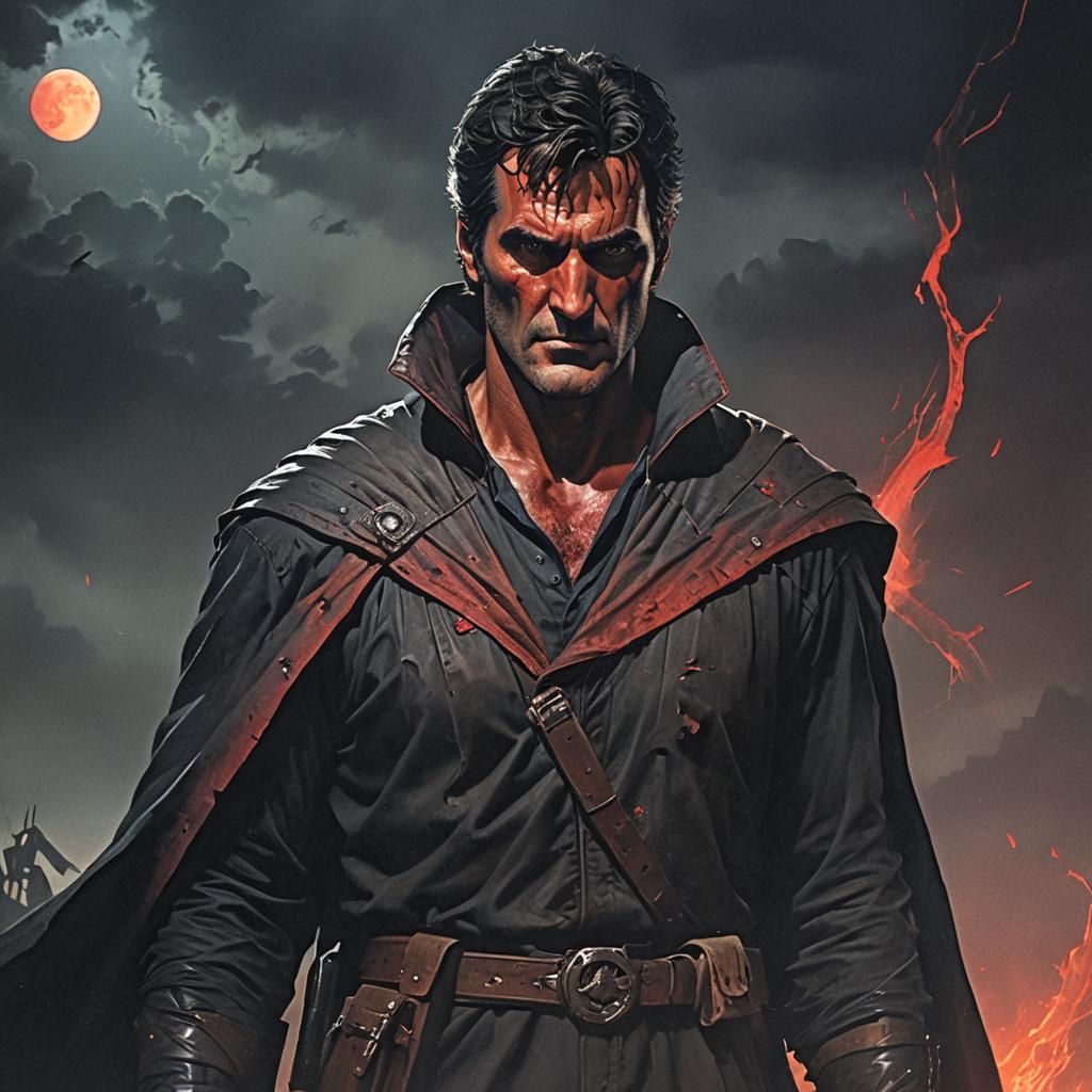 Ash Williams Sith Lord in Dark Fantasy Landscape