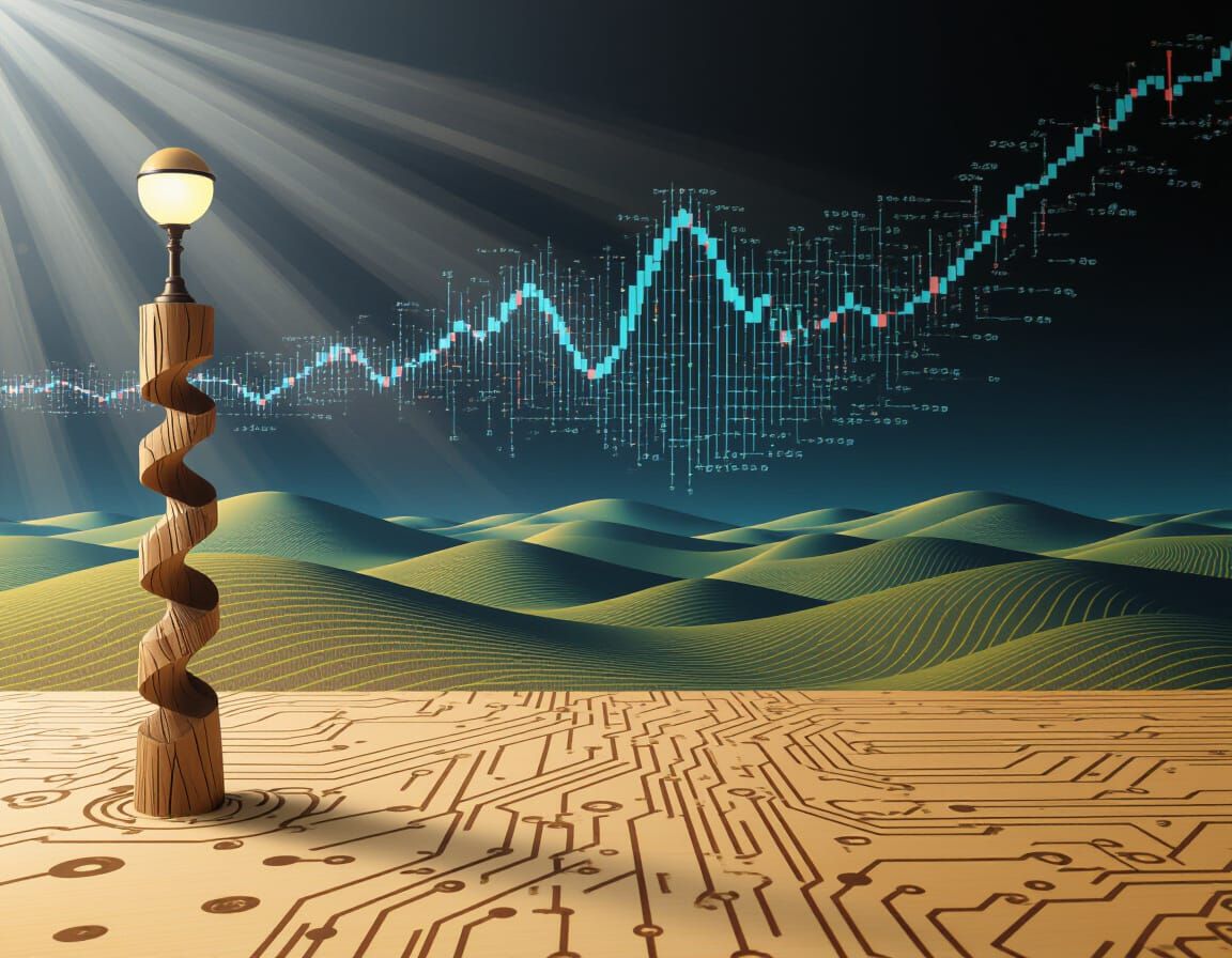 Abstract Woodwork Landscape with Circuit Diagram