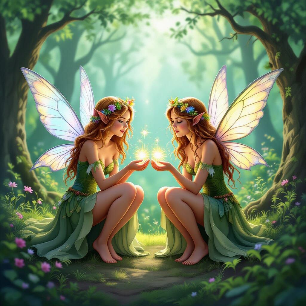 Enchanted Forest Fairies in a Magical Setting