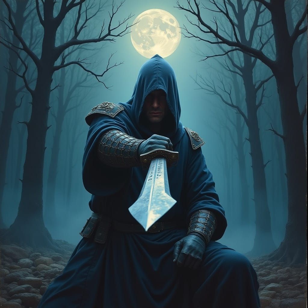 Dark Fantasy Warrior Defies the Viewer in Oil Painting