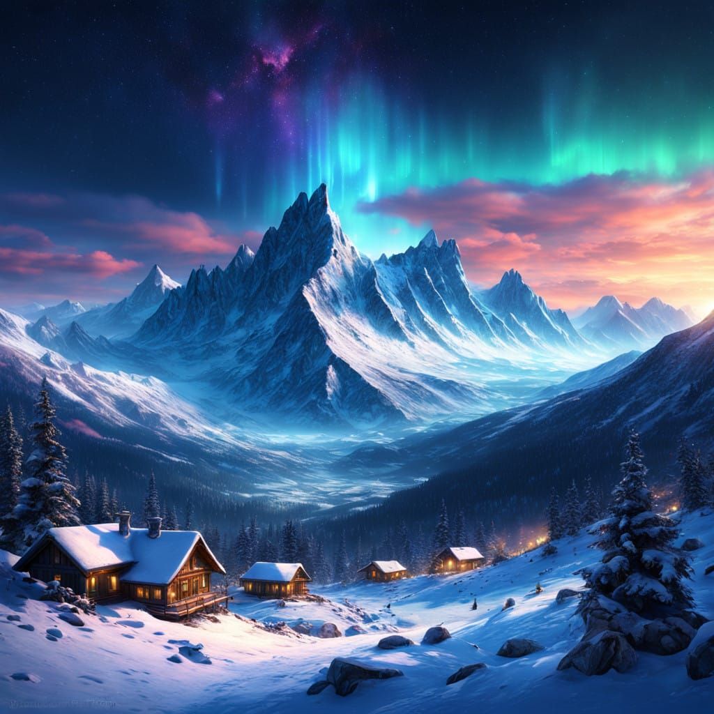 Northern Lights Dance in a Winter Wonderland