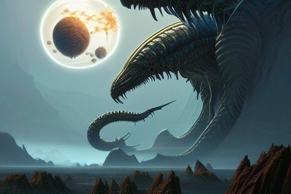 Exotic Alien Planet Landscape with Fantasy Flora and Fauna