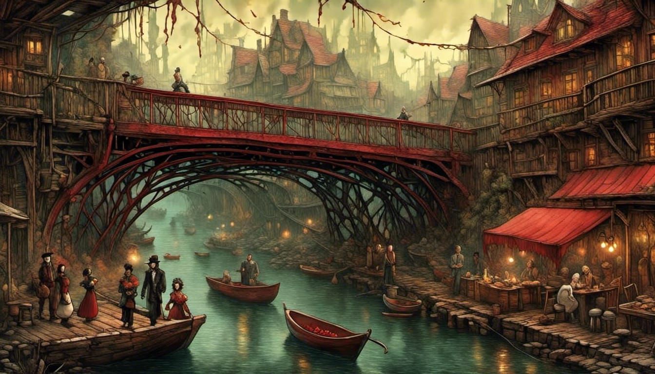 Fantasy Family Scene Under the Bridge