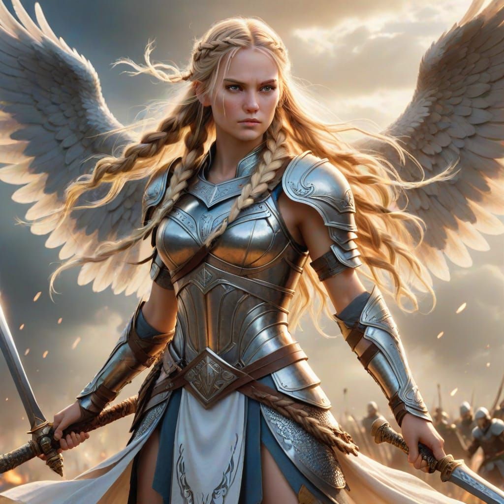 Valkyrie in Majestic Armor Unleashes Radiant Glory