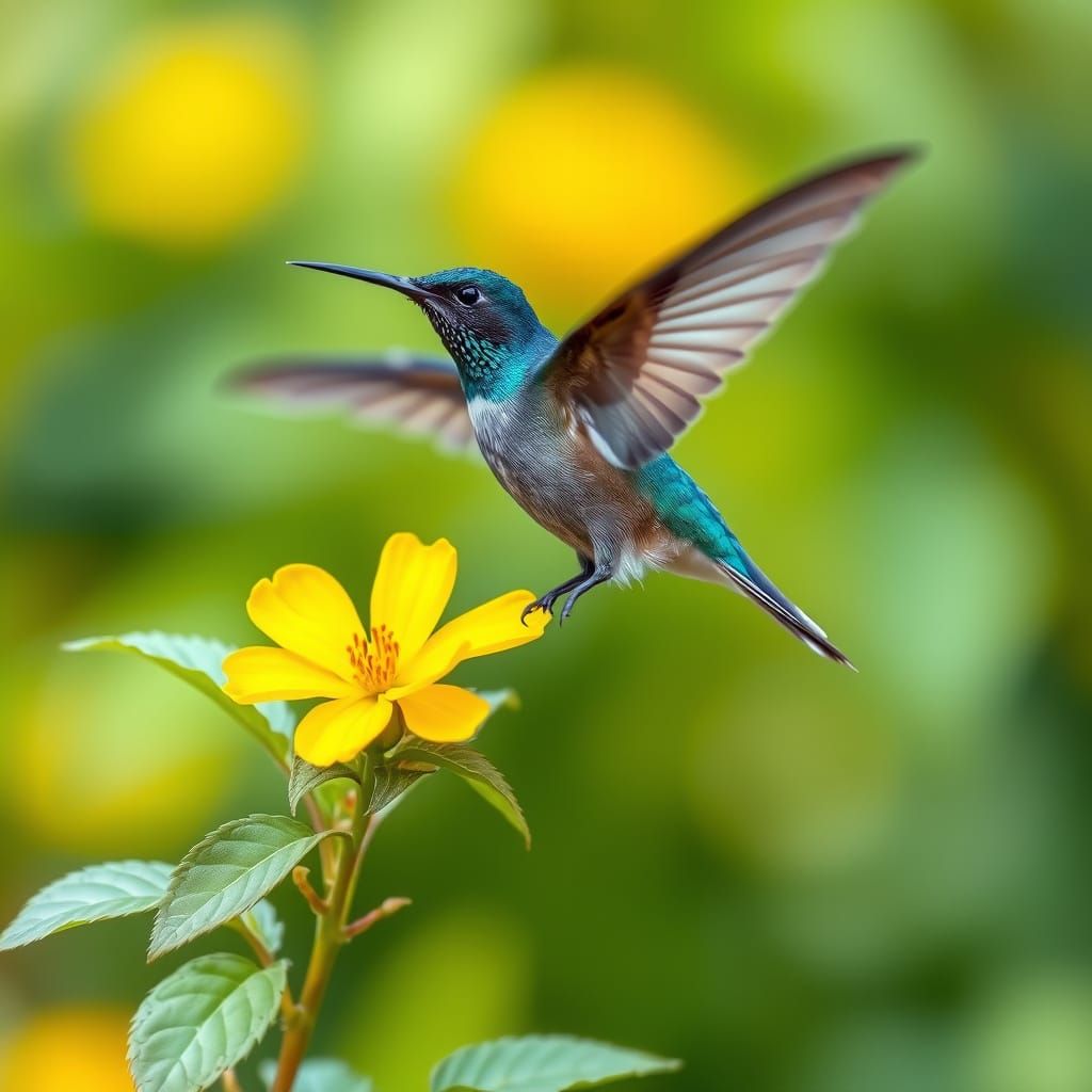 Hummingbird in Flight Wildlife Portrait
