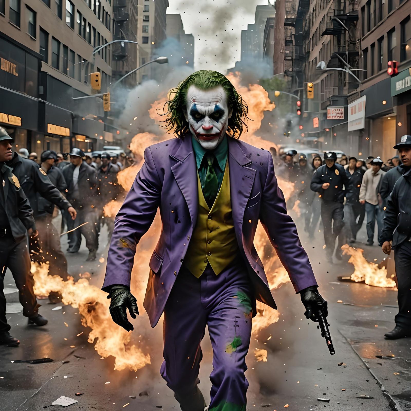 Heath Ledger's Joker in Explosive NYC Scene