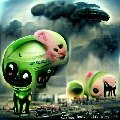 Cute Alien Invasion in Realistic Style