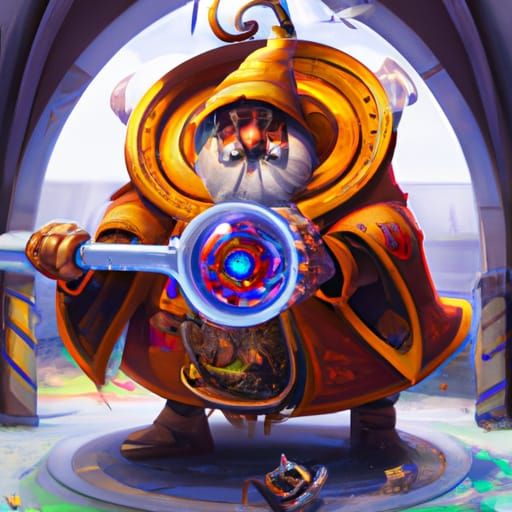 Dwarf Wizard with Clockwork Eye, Fantasy Art