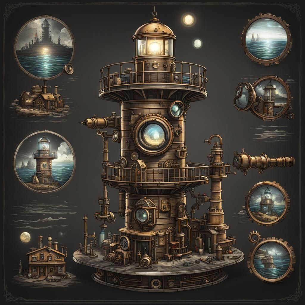 Steampunk Eyepiece with Lighthouse Concept Art