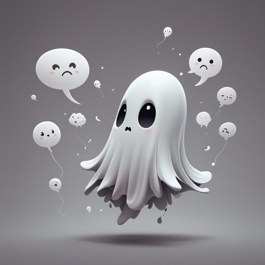 Adorable Chibi Ghost with an 'Ouchie' in Digital Illustratio...