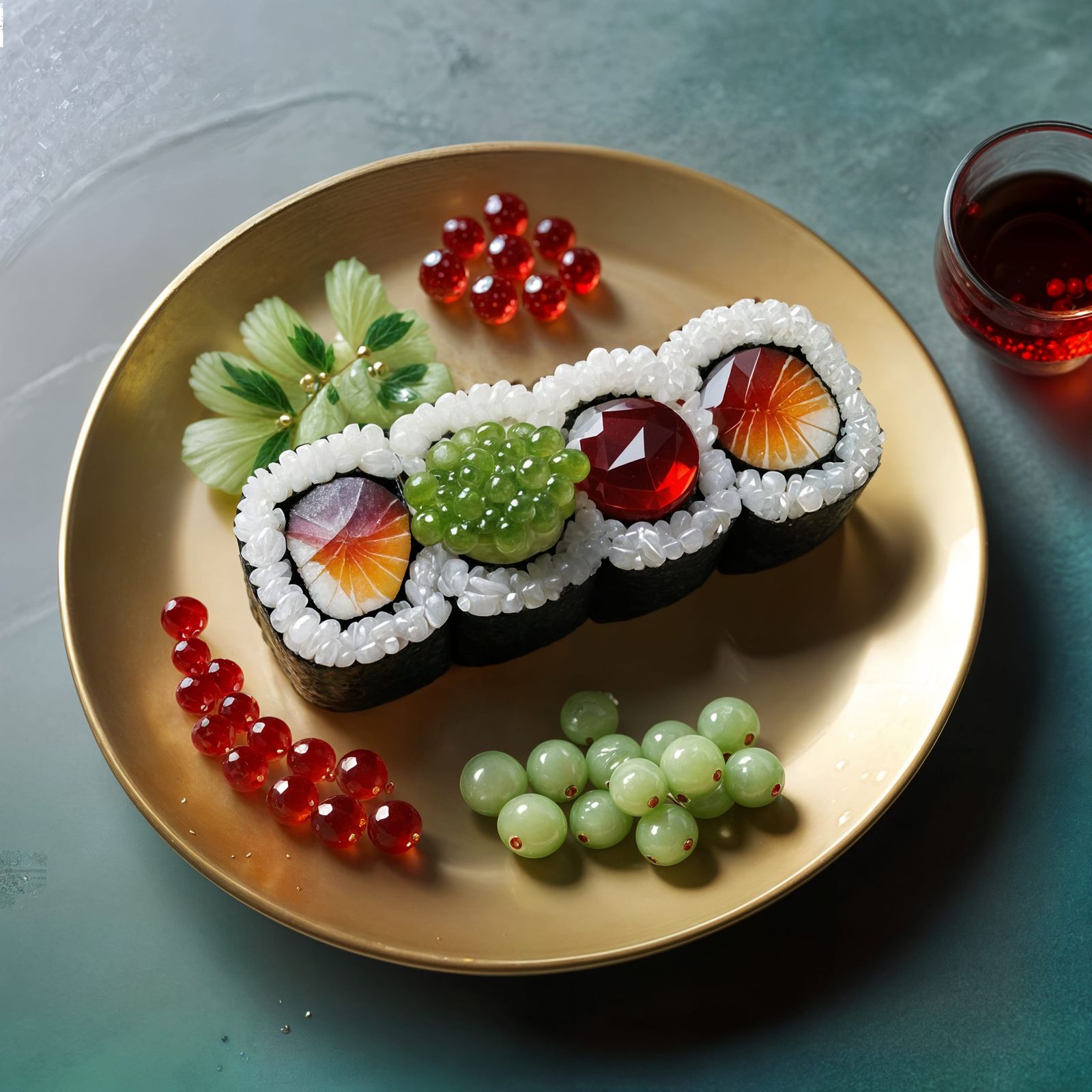 Sushi Moriawase... Moonstone, Jade, Ruby, Alabaster