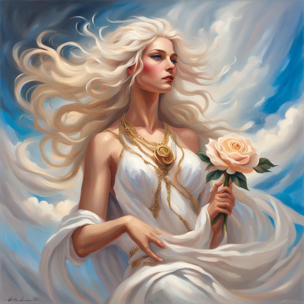 An oil painting image of Aphrodite, in an elegant and majest...