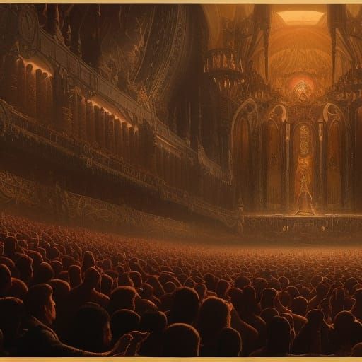 Wise Man Inspires Deaf Crowd: Detailed Matte Painting