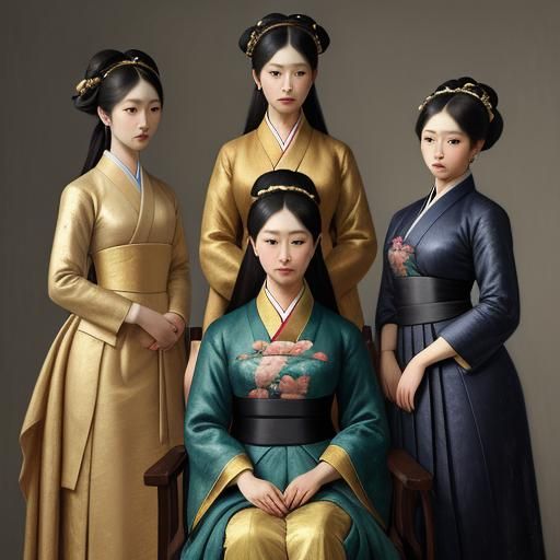 Korean Girls Portrait in Neoclassical Styles