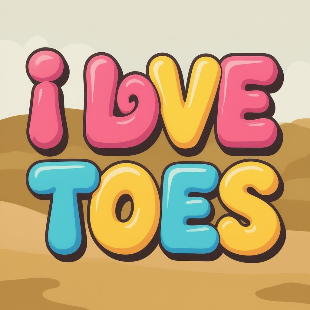 Vibrant "I Love Toes" Poster in Playful Bubble Font