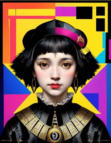 Geometric Pop Art Portrait in Bauhaus Style